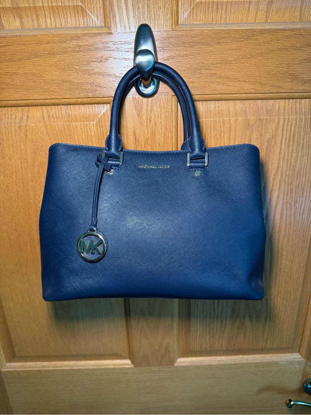 Michael Kors Sutton Medium Navy Saffiano Leather Satchel Bag